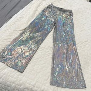 Holographic wide-leg pants